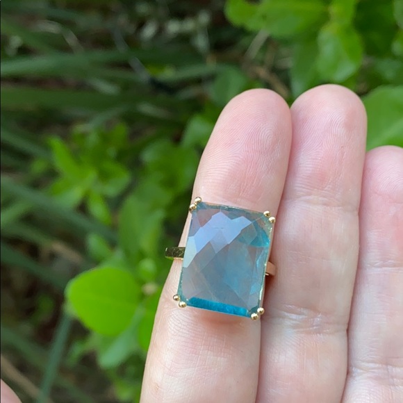 Emerald Cut Fluorite Gold Plated Ring - Picture 11 of 16